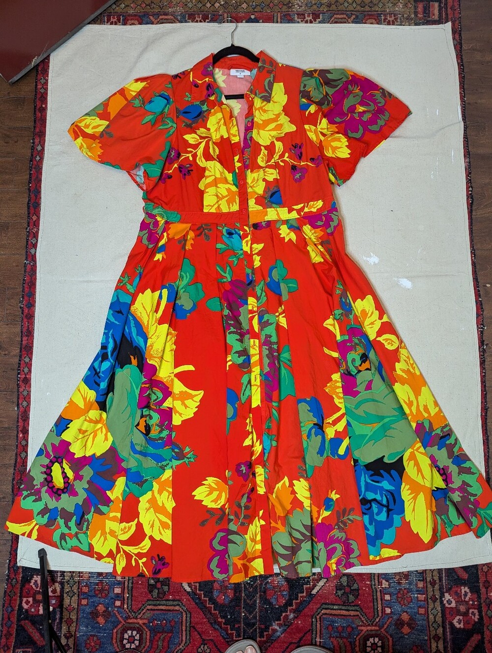 Christopher John Rogers Vibrant Orange Floral Maxi Dress 16W/18W - Picture 4 of 6
